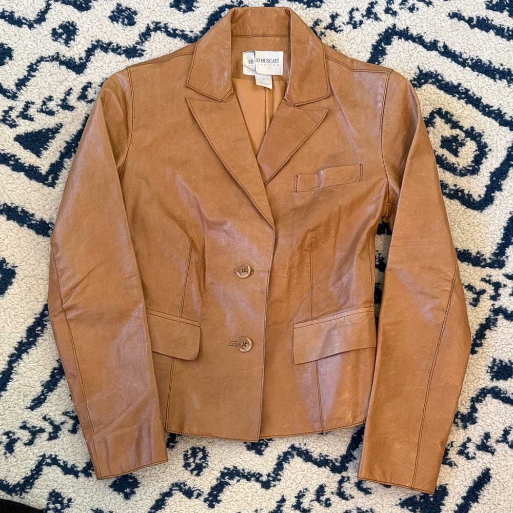 Hugo Buscati Tan Leather Blazer